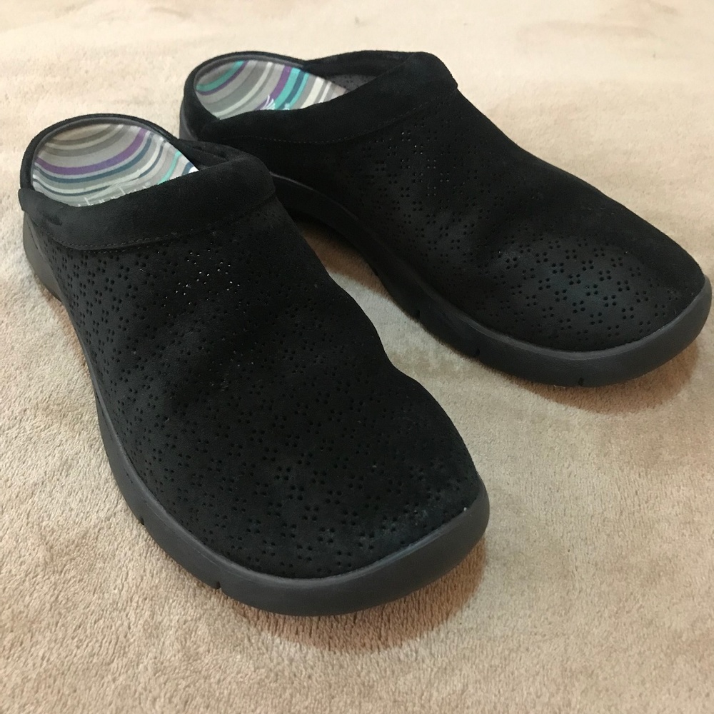 Dansko Elin Black Suede Clog Mules
